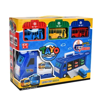 New Tayo Mini Bus Little Bus Toy Set Openable Doors, Slide & Pull Back Toy Bus for Kids 1