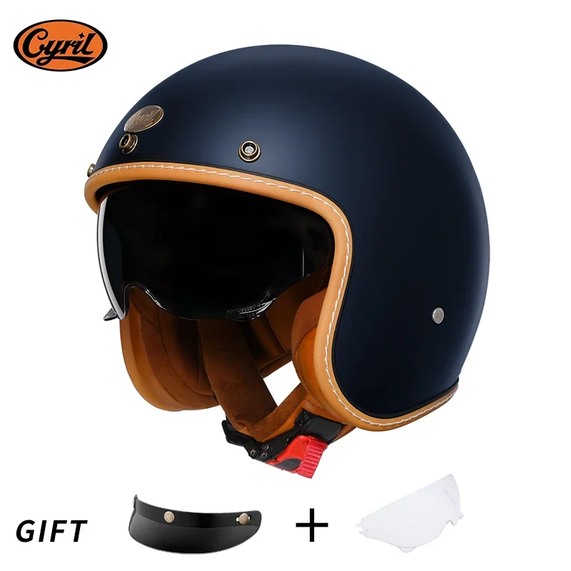 

Retro 3/4 Open Face Half Motorcycle Helmet CYRIL B206 Lightweight Adult Vantage Jet Helmet for Men Women DOT ECE Approved