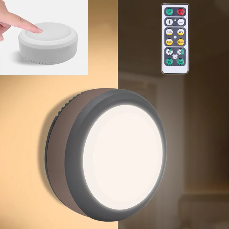 LED Wall Lamp Wireless Remote Control Night Light Bedside Timing Lamp Round Cabinet Adjustable Brightness Corridor Lighting led light led wall lamp wall light