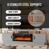 Fireplace TV Stand with 36”Electric Fireplace, 80” 2 Tier TV Console Stand for TVs Up to 90",LED Light Entertainment Center,Gray 2