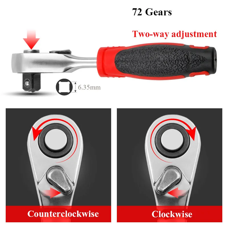 Description Picture 5 of item72-tooth 60-tooth Ratchet Socket Wrench Screwdriver Small Mini Xiaofei Quick Wrench 1/4-6.35mm Batch Head Socket Handle