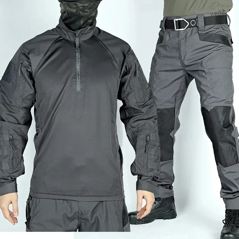 Tactical Suit Ghillie Suit Tactical Shirt Combat Uniform Tactical Frog Suit Men Sports Clothes Hunting Outdoor 2 Pieces Sets Training Camouflage Shirts Uniform Pants