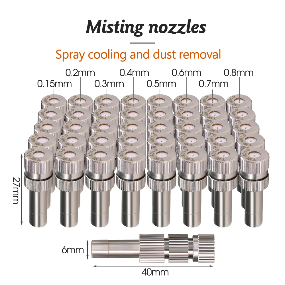 0.15-0.8mm Low Pressure Sprayer Nozzle 6mm Quick Insertion Mist Sprinkler for Outdoors Garden Yard Cooling Humidification Device 2