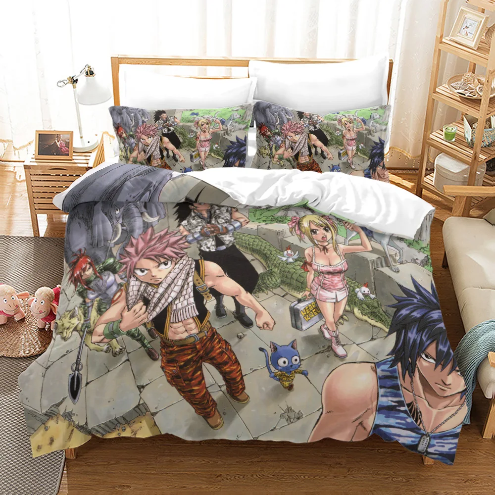 Fairy Tail Bedding Set Single Twin Full Queen King Size Kawaii Anime Bed Set Aldult Kid Bedroom Duvetcover Sets 3D Print 015 