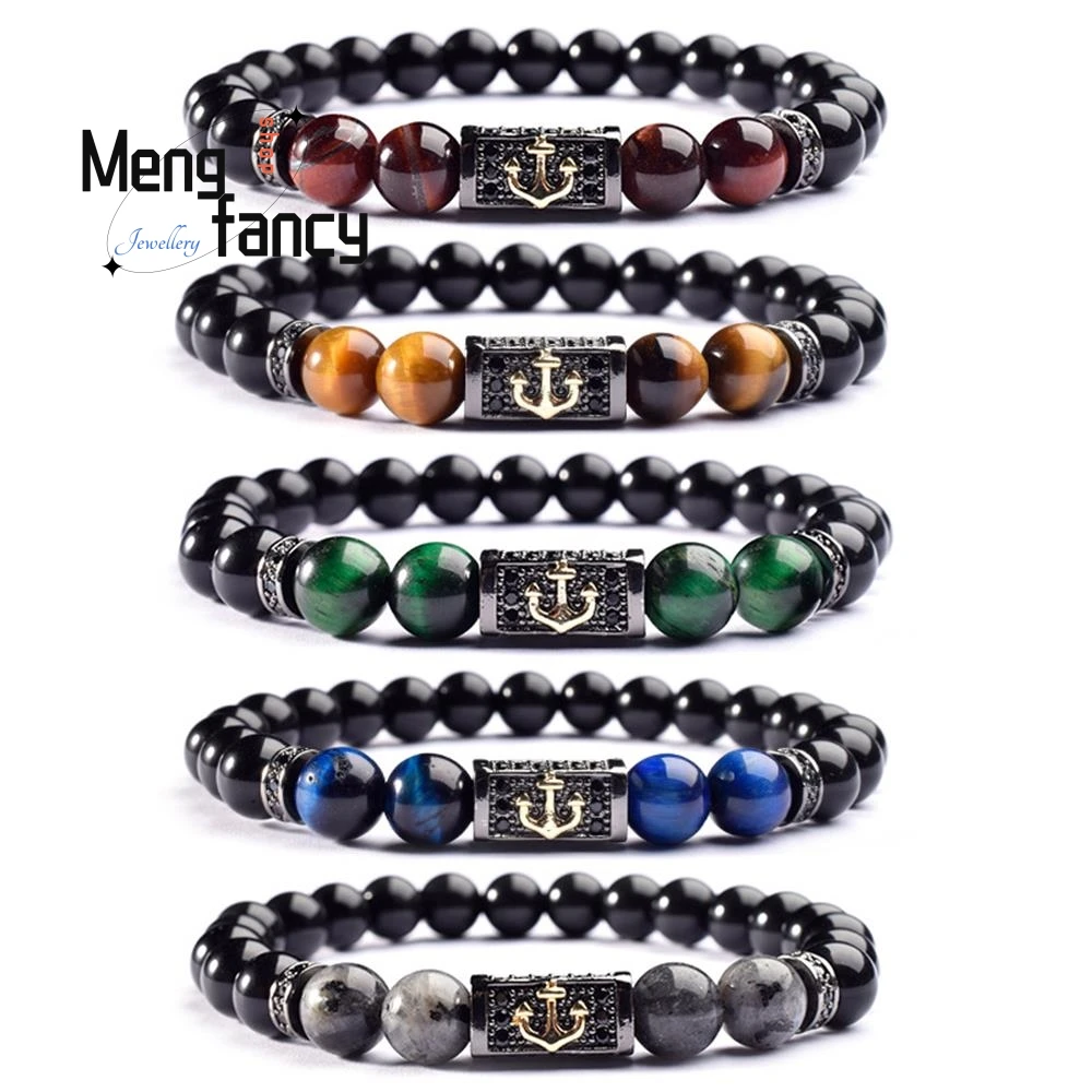 

Natural Tiger's Eye Bright Black Buddha Bead Bracelet Jade Fine Jewelry Sets Charms Fashion Men Women Couple Luxury Holiday Gift