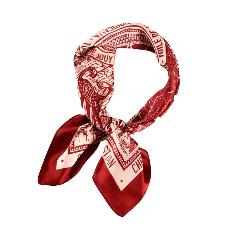 2022 Fashion Imitated Silk Scarf Ladies Outdoor Print Luxury Neck Hair Decorate Headband Scarf Outdoor Small Kerchief Soft Wrap