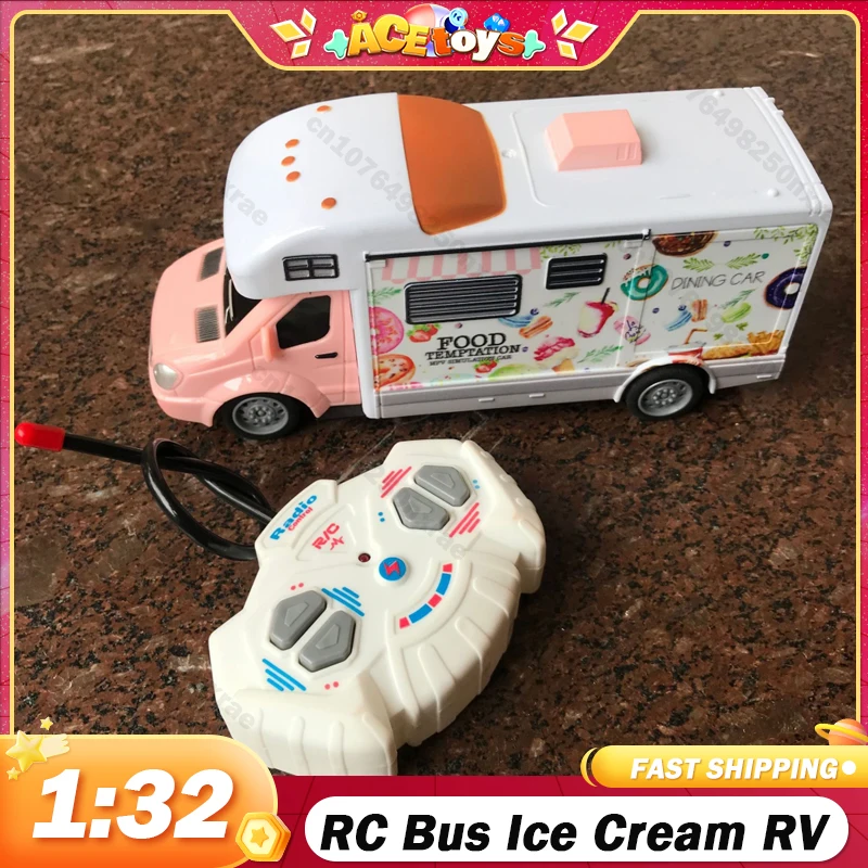1:32 Rc Bus Toys Giocattoli Per Bambini Rc Ice Cream Rv Car Bus Model Vehicle Wireless Tourist Bus Radio Controlled Truck Gift Battery Type