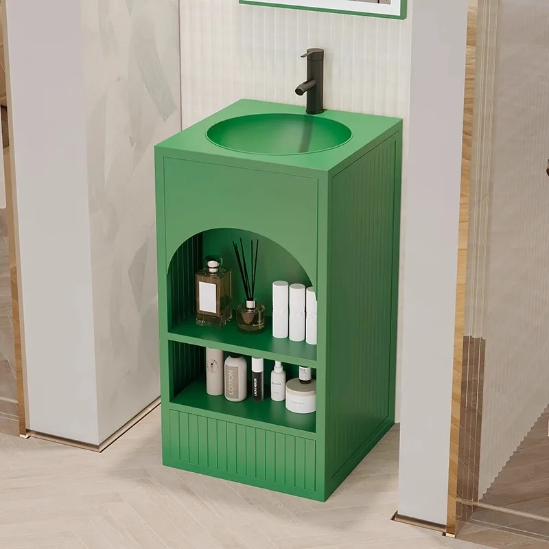 Column small washbasin industrial wind floor type integrated washbasin Internet celebrity trend color stainless steel