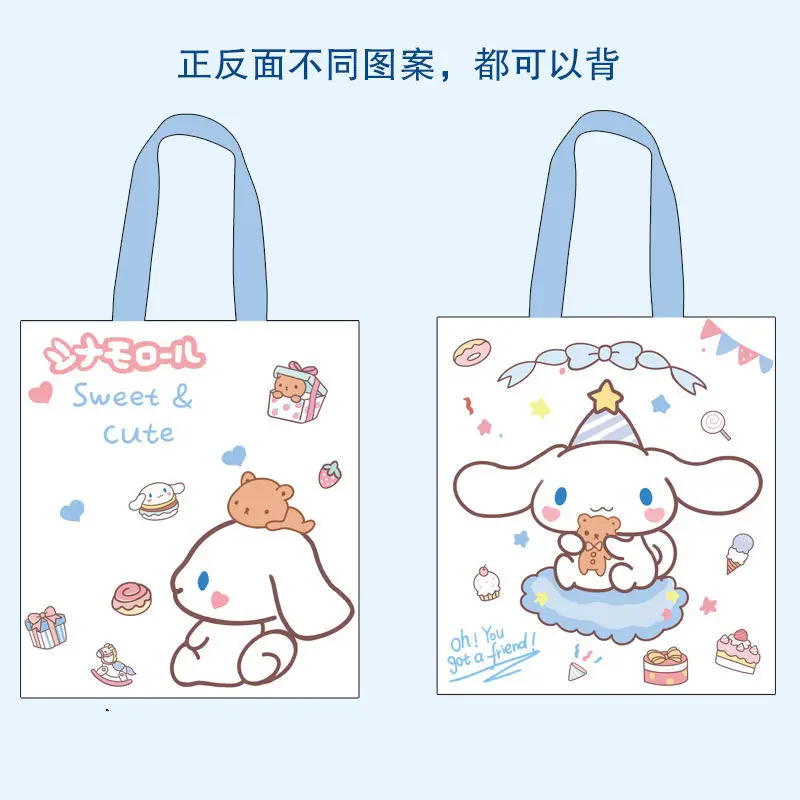 Cinnamorolls Canvas Bag Female Cartoon Portable Large Capacity Tote Bag Student Book Portable Cute Storage Shoulder Bags Gift