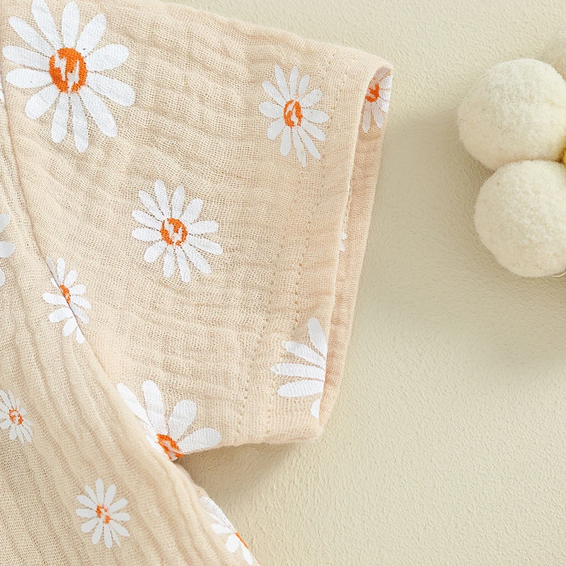 Description Picture 6 of itemBaby Girls Shorts Set Flower Print Short Sleeve T-shirt with Elastic Waist Shorts Summer 2-piece Outfit