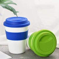 400ml Travel Mug With Silicone Lid Convenient Reusable Heat Insulated Tea Coffee Cup PP Plastic Anti-fall With Non-slip Sleeve 3