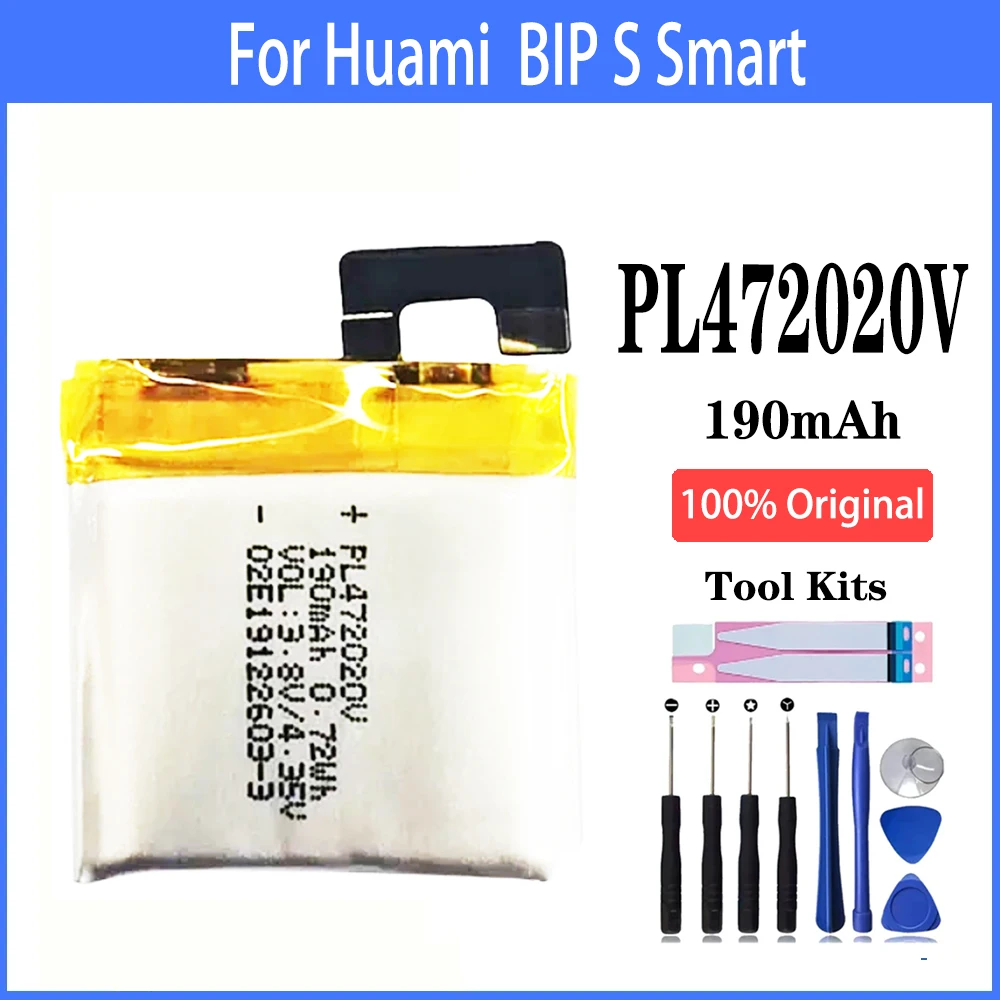 

100% high capacity PL472020V 190mAh Battery For Amazfit BIP S Smart Watch Replacement With Tools