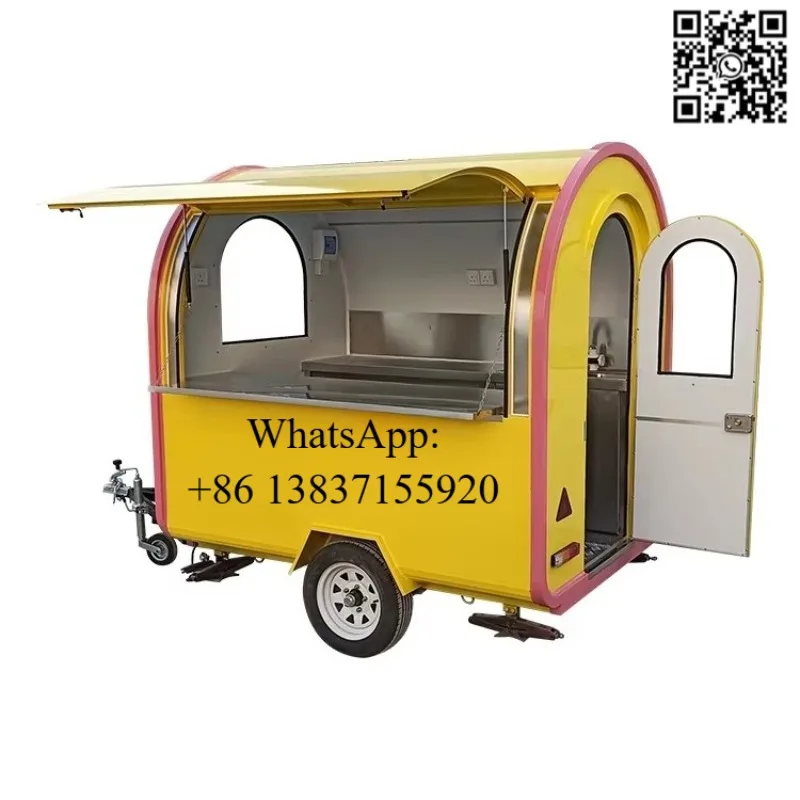Rimorchio per Catering Personalizzato Standard UE, Furgone Mobile per Alimenti con Attrezzature per Pizza, Hot Dog, Hamburger e Gelato