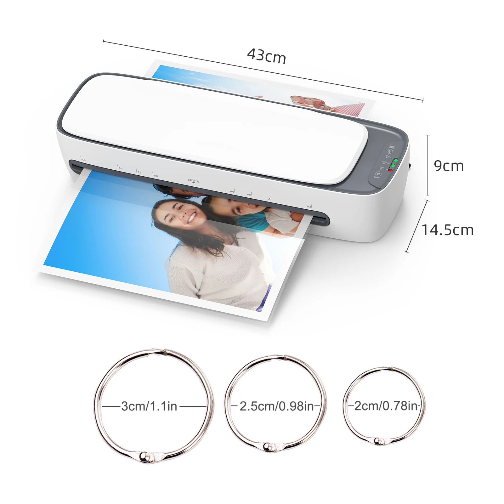 Desktop Laminator Machine Set A3 Size Multifunctional Hot and Cold Lamination 2 Roller System 12.5 Inches Width w/Paper Cutter