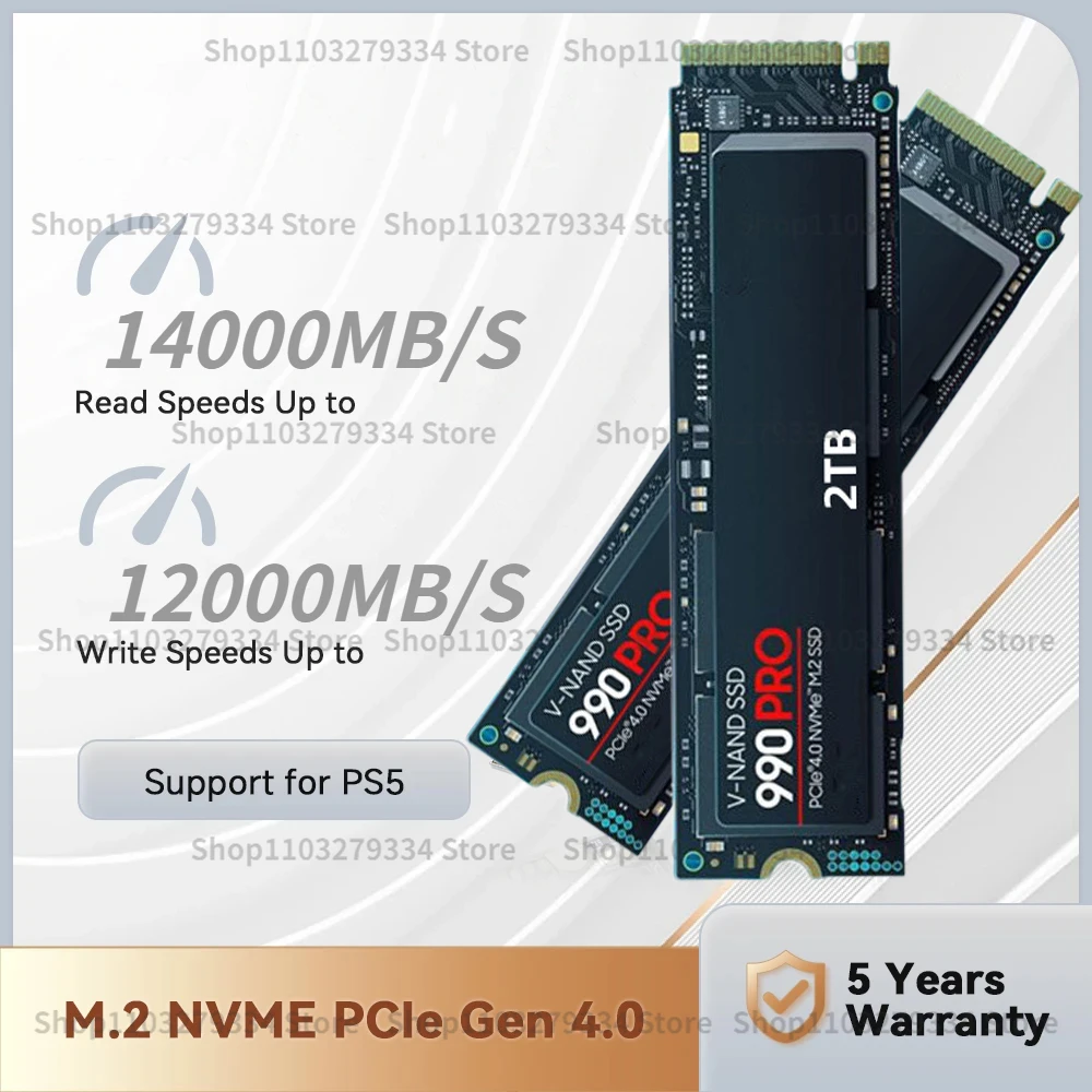 

990 PRO PCIe 5.0 NVMe 4.0 M.2 2280 1TB 2TB 4TB SSD Internal Solid State Hard Drive For Laptop Desktop MLC PC Computer PS5 PS4