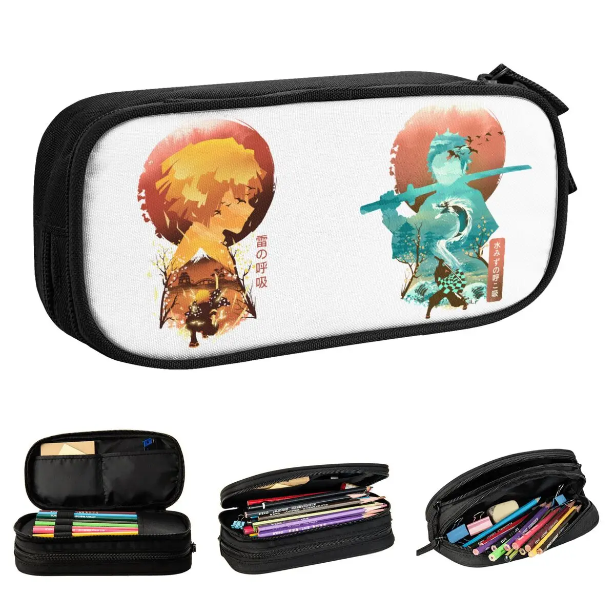 

Забавные Чехлы для карандашей Ukiyo E Breath Of Water Demon Slayer аниме Tanjiro Kimetsu коробка для ручек и карандашей Box Girl Boy вместительные сумки