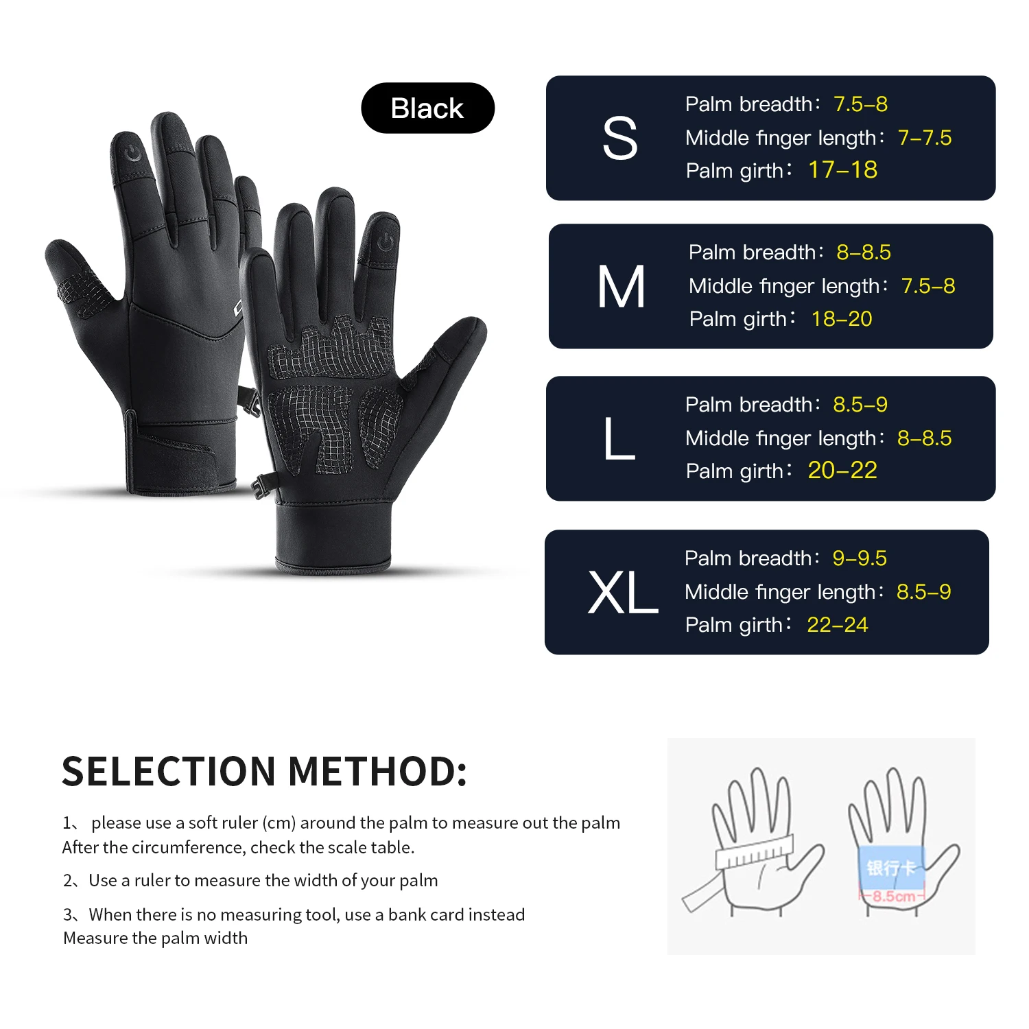 Waterproof Cycling Gloves Winter Motorcycle Gloves Touch Screen Bicycle Gloves Outdoor Riding Scooter Windproof Warm Ski Gloves