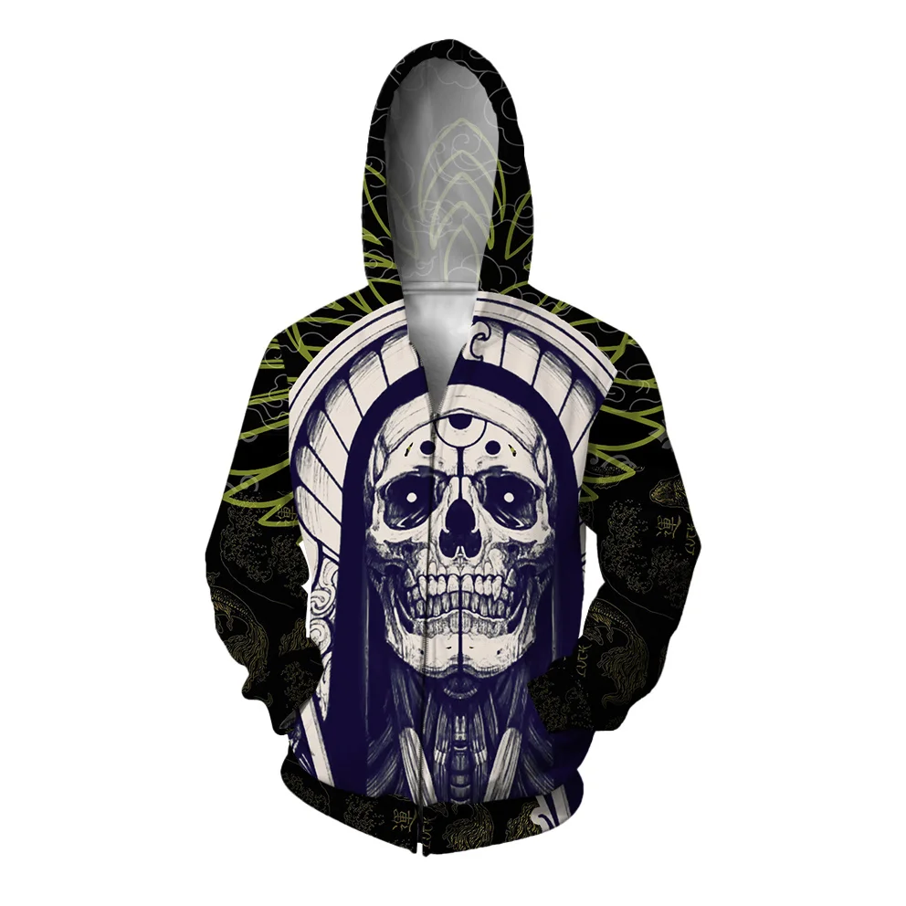 thumbnail image 1 of Sudadera con capucha de estilo nuevo de otoño, sudaderas cómodas de movimiento para hombres, sudaderas con capucha de moda con estampado de calaveras para hombres, sudaderas con cremallera y, 1 of 5