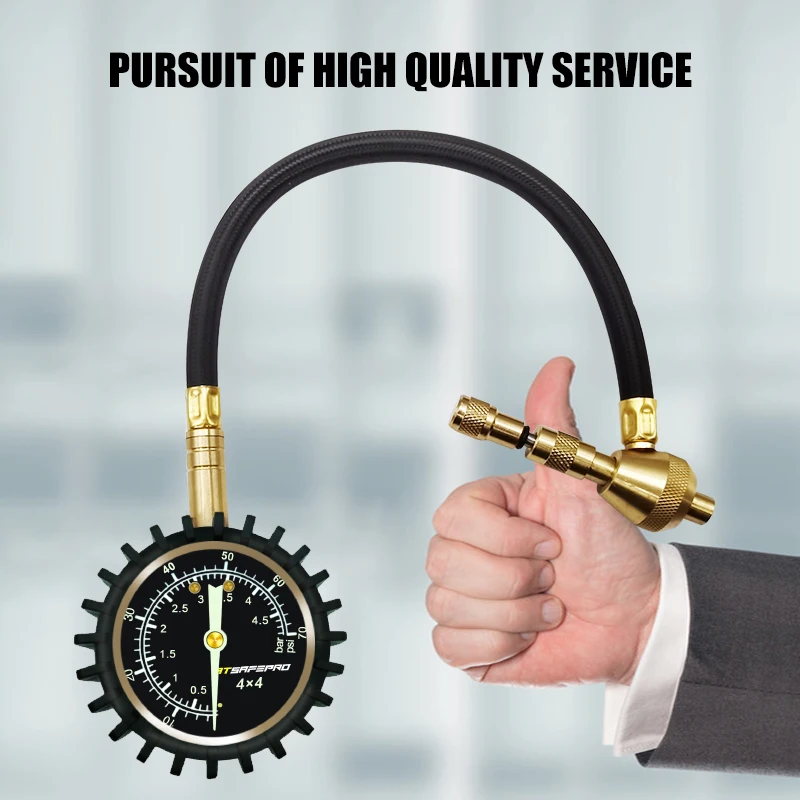 ATsafepro Tire Deflator Pressure Gauge 75Psi 2 in 1 Professional Rapid Deflate Special Chuck for 4X4 Large Offroad Tires on Jeep