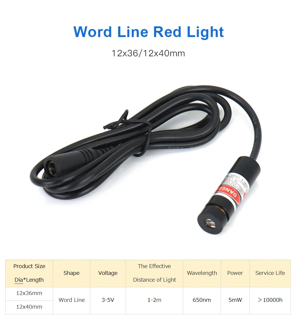 WaveTopSign Adjustable Pointer Laser Beam Module 10x30mm 12x32mm 12x40mm Locator Red Laser Line Positioner