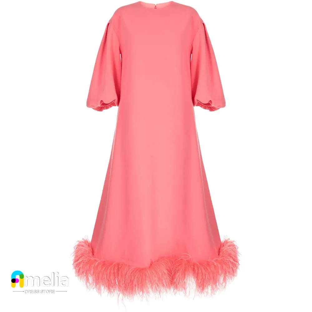 

Amelia O-Neck Prom Dress Half Sleeves With Ankle Length Evening Dress Women Birthday Wedding Party Formal Gowns Arabia