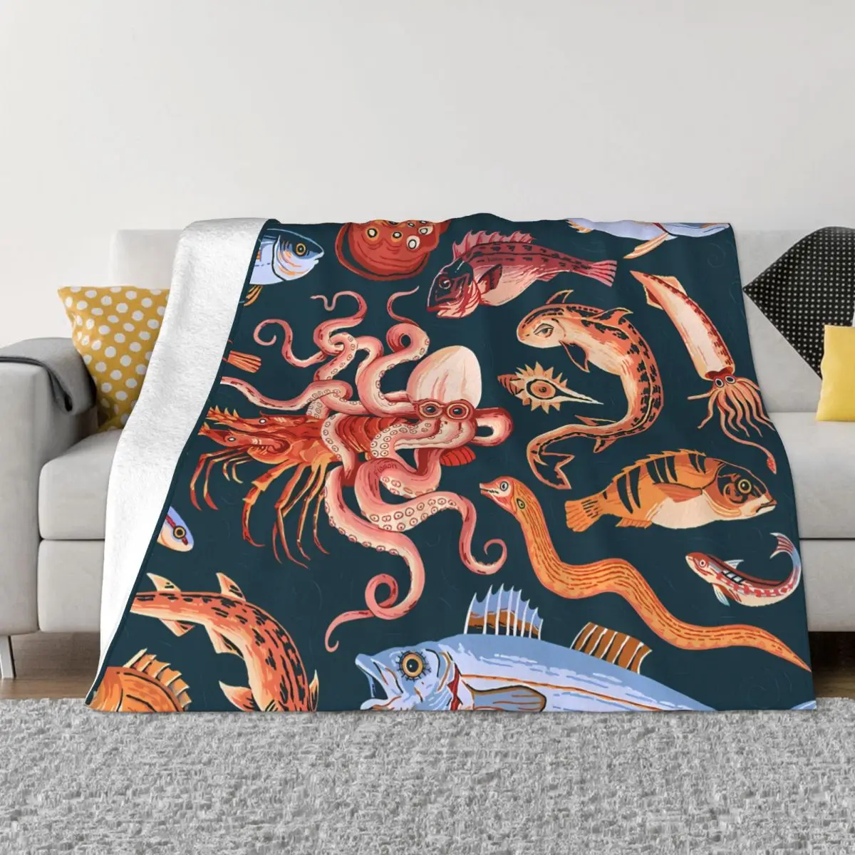 

Blanket Flannel Spring Autumn Pompeii Marine Mosaic Warm Throws For Winter Bedding