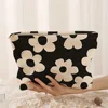 Floral Printed Corduroy Makeup Bag Black Lightweight Zipper Makeup Storage Box Multifunctional Cosmetic Bag With Lining 1