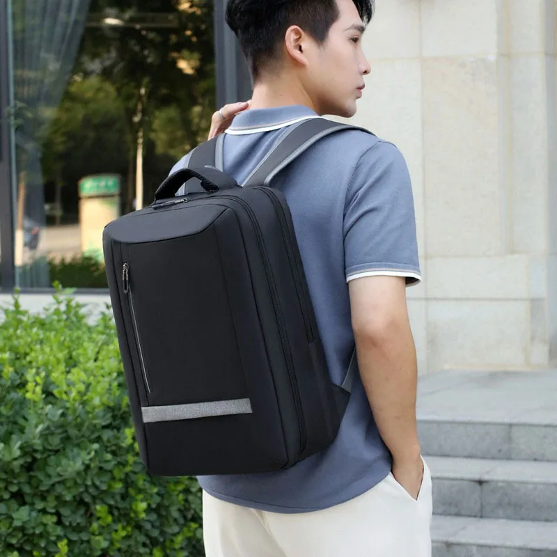 Large-capacity Student School Bag Casual Solid Color Backpack Material Oxford Men New Backpack Multi-functional Simple Bag