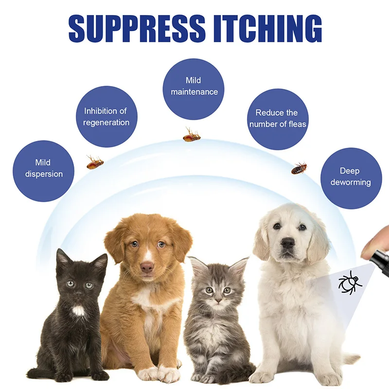 Pet Flea Killing Drops Anti Flea Cat Tick Lice Mite Cat Dog External Deworming Skin Lice Tick Drops Pet Itching Ringworm Remover