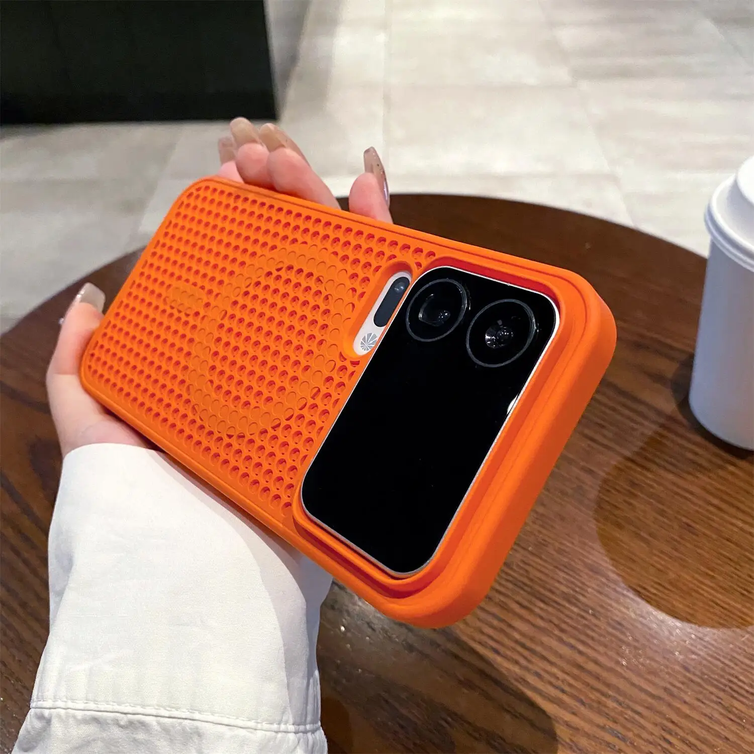 Honeycomb Mesh Heat Dissipation Phone Case with Magsafe Magnetic Hard Back and Silicone Cover