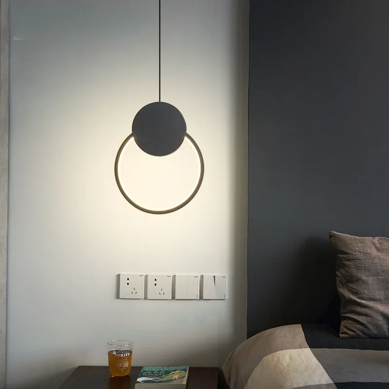 Modern LED Circle Pendant Light for Bedside Bedroom Living Dining Room Study Hanging Lamp Indoor Decoration pendant lights,pendant lamp,chandelier lighting,vintage pendant lights