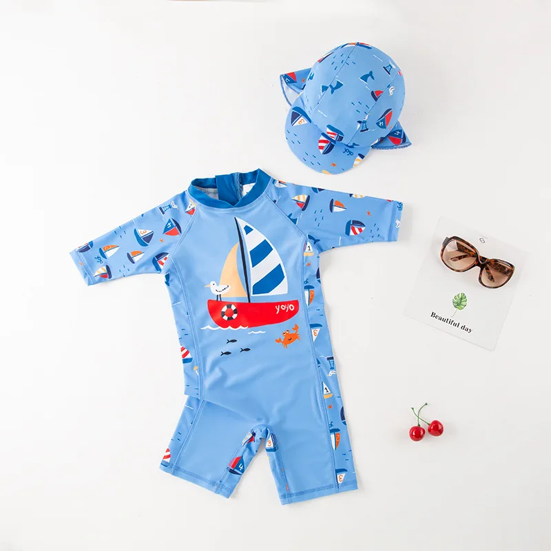 UV Baby Girl Swimsuit One Piece Swimming Jumpsuit Ruffles Bathing Suit SPF 50 Long Sleeve Kids Swimwear Boys 1-7 Years Kids Swimsuits