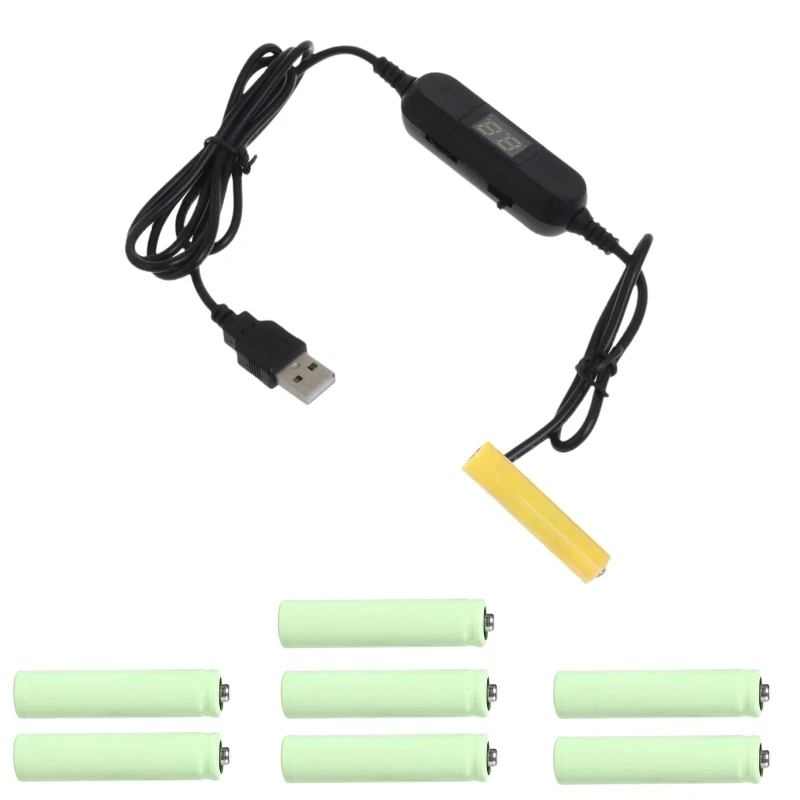 

LR6 LR03 AA AAA Battery Eliminator USB Power Supply Cable Adjustable Volt with LED Dislpay Replace 1-8pcs 1.5V AA AAA Battery