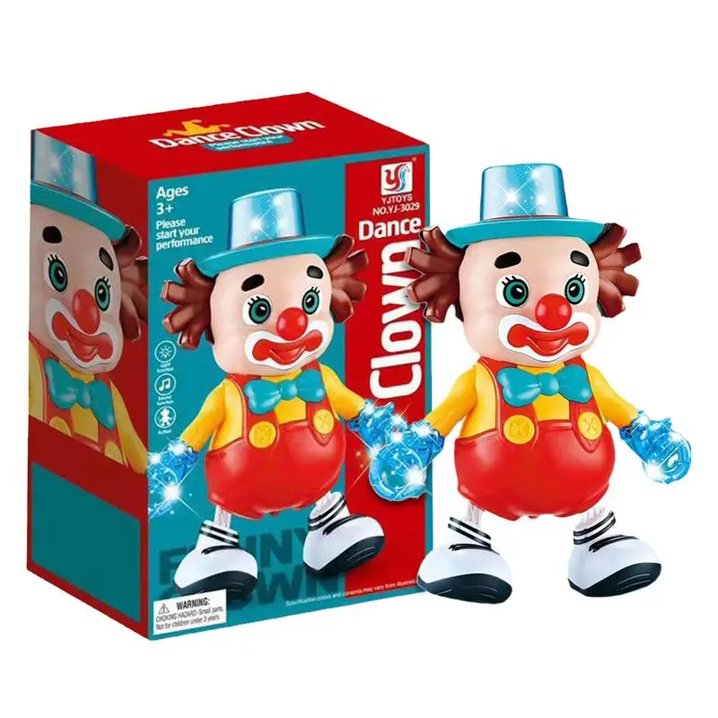 

Clown Doll Walking Electric Dancing Doll Colorful Lights Dynamic Music Electric Dancing Clown Toy For Kids Children Motor Skills