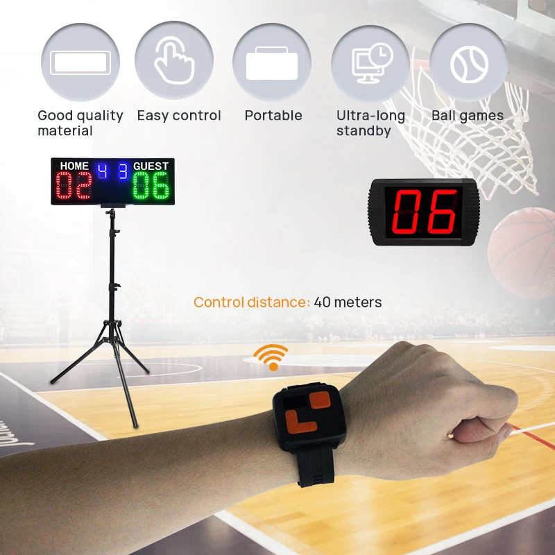 Ganxin Portable Bag Customized Rechargeable Battery Team Sport Padel Electronic Scoreboard Wrist Control Digital Led Scoreboard