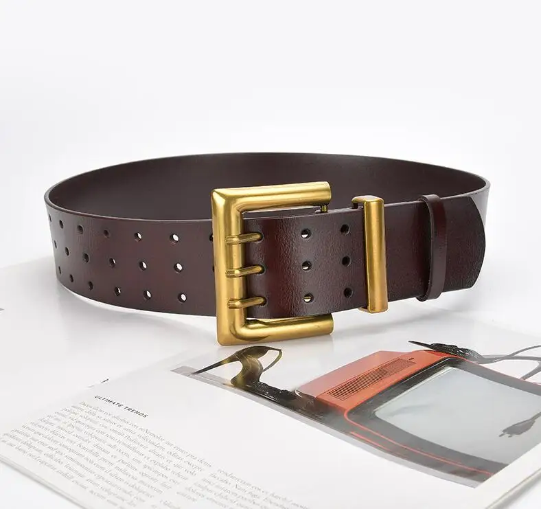 

Women's Fashion Hollow Out Genuine Leather Cummerbunds Female Dress Corsets Waistband Belts Decoration Wide Belt R2388