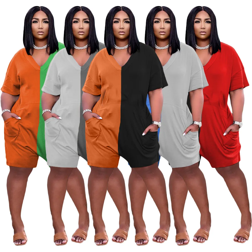 

European and American women's urban new leisure fashion loose contrast one-piece shorts full body print