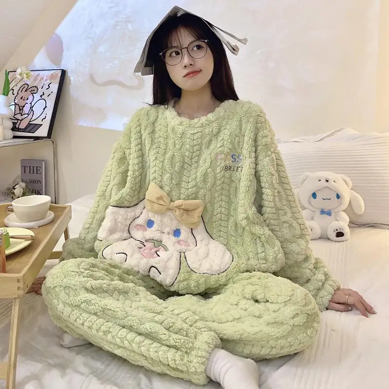 

New Kawaii Sanrios Kuromi Mymelody Cinnamoroll Patrick Stars Plush Pajamas Can Be Worn Externally In Winter Gift Toys For Girls