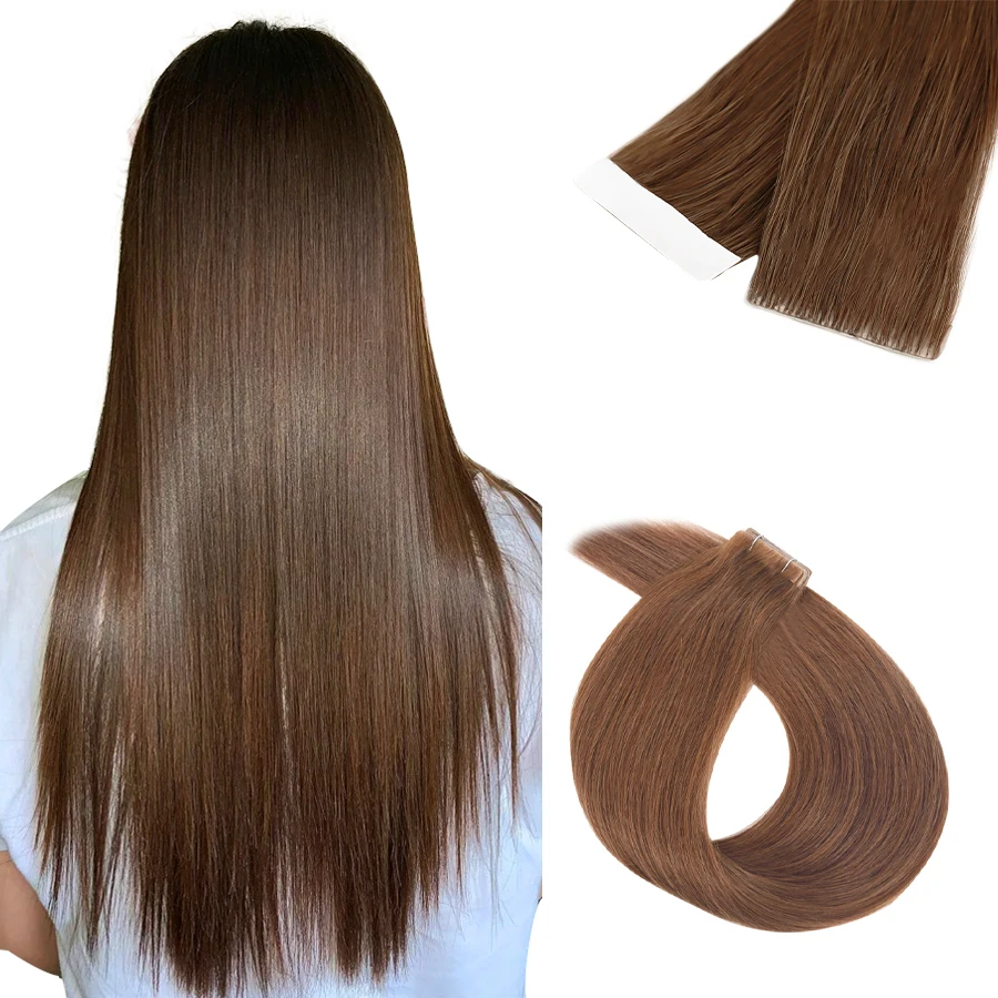 Neitsi PU Skin Weft Invisible Tape In Hair Extensions Natural Straight Remy Human Hair Seamless Adhesives Handtied Tape Ins