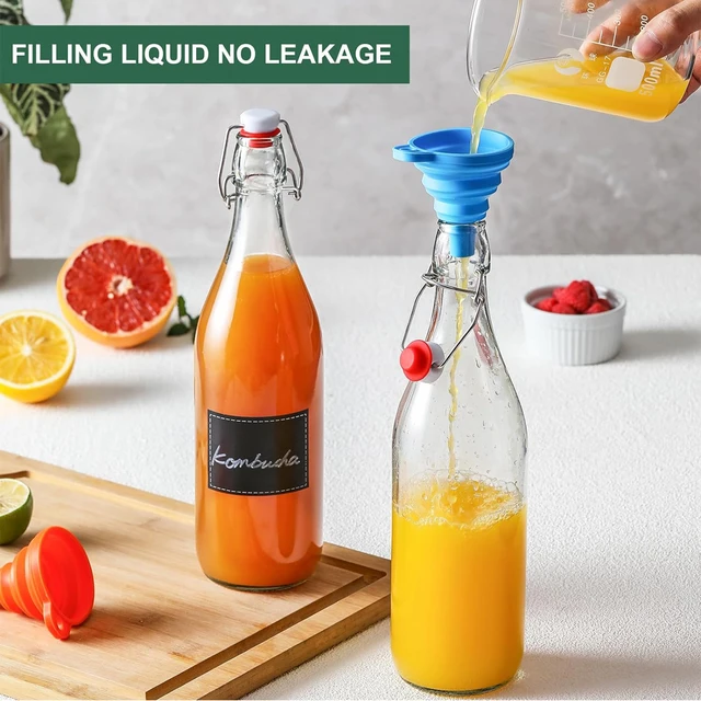 1L Swing Top Glass Bottles Airtight Stopper Lids Flip Top Brewing Bottle for Fermentation, Kombucha, Mead, Vinegar, Beer, Kefir 6