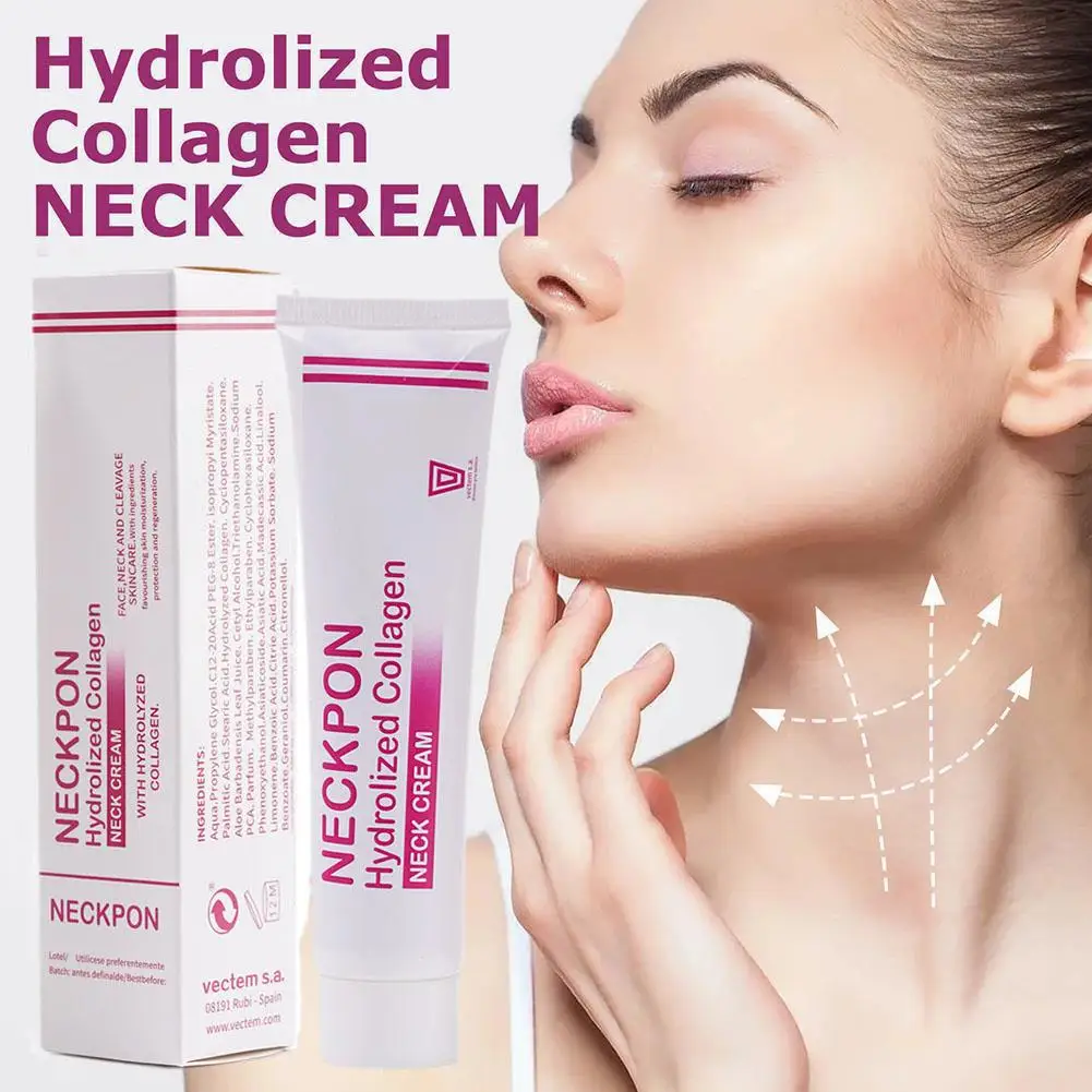 40g Hydrolyzed Collagen Neck Cream Face Lifting Firming Lightening Lines Care Lotion Moisturizer Neck Rejuvenation