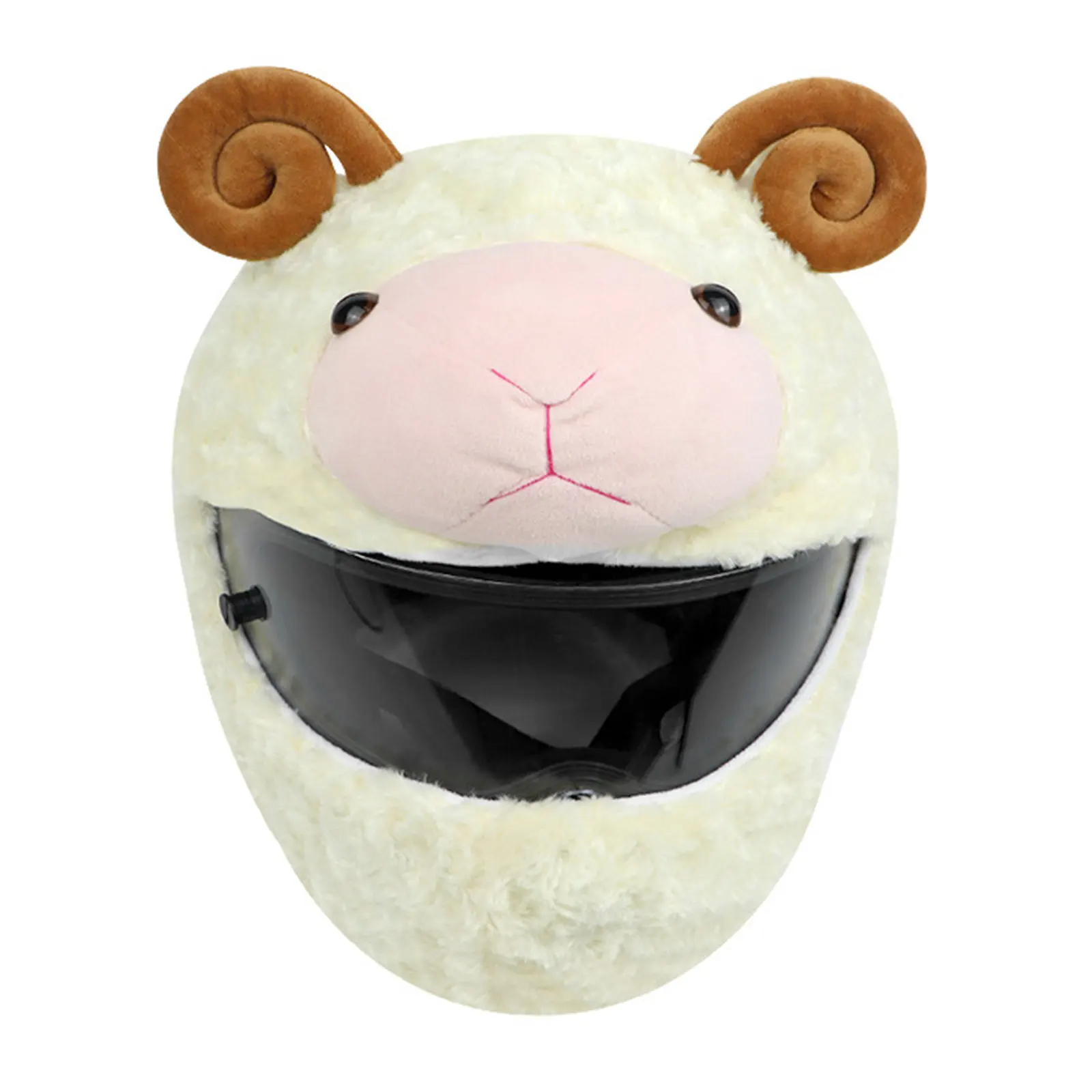 Couvre-casque de Moto en peluche, couverture complète en forme de  lapin/chèvre, accessoire amusant