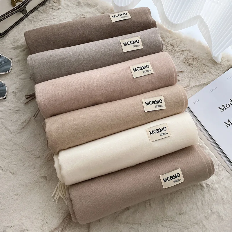 Scarf Women Winter Accessories Tartan Chiffon Knitted 200x70cm
