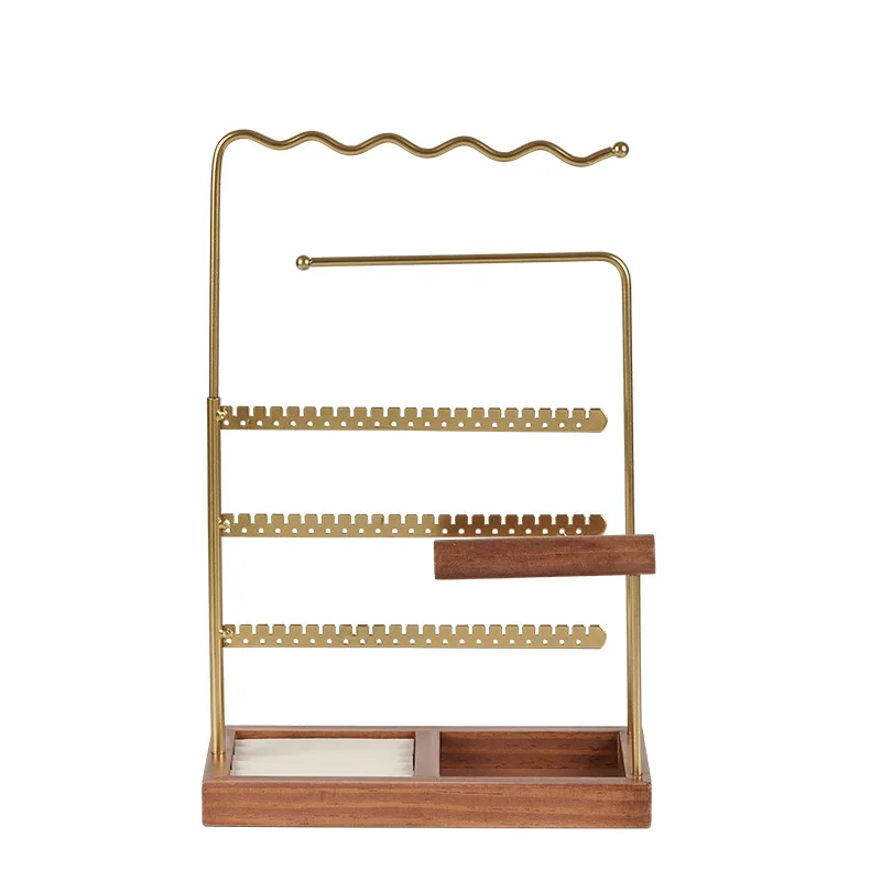 Jewelry Organizer, 7 Tier Black Metal Tabletop Bracelet and Necklace Jewelry Storage Display Tree Rack with Base Ring Tray