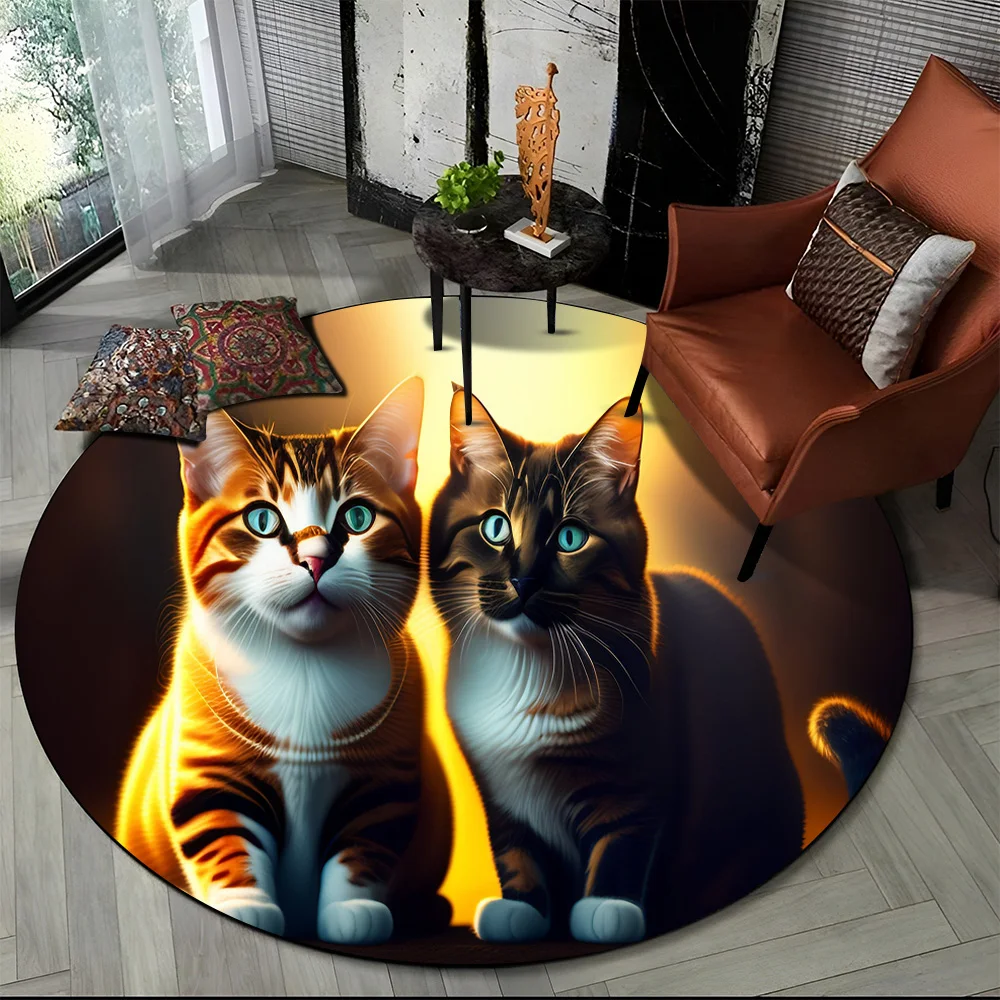 Tapete redondo 3D gato persa, tapete para sala de estar, quarto, decoração de sala de jogos infantil, tapete antiderrapante para animais de estimação, desenho animado de trapo, fofo 23 Sb53f155ee34f432b8ebd6a91d9765a29X