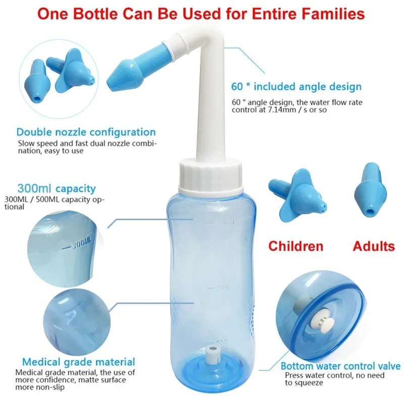Portable Nose Spray Nasal For Adults Children Neti Pot Nasal Irrigator Nose Cleaning Avoid Allergic Rhinitis Wash Cleaner nasal spray nasal irrigator set