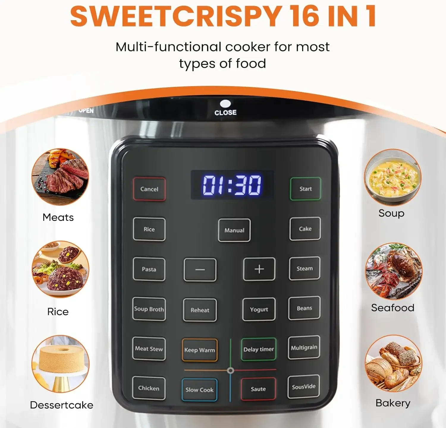 8 QT Electric Pressure Canner 16-in-1 Multi Cooker Electric Canners for Pressure Canning Rice Cooker Digital Pressure Canner Sta 3