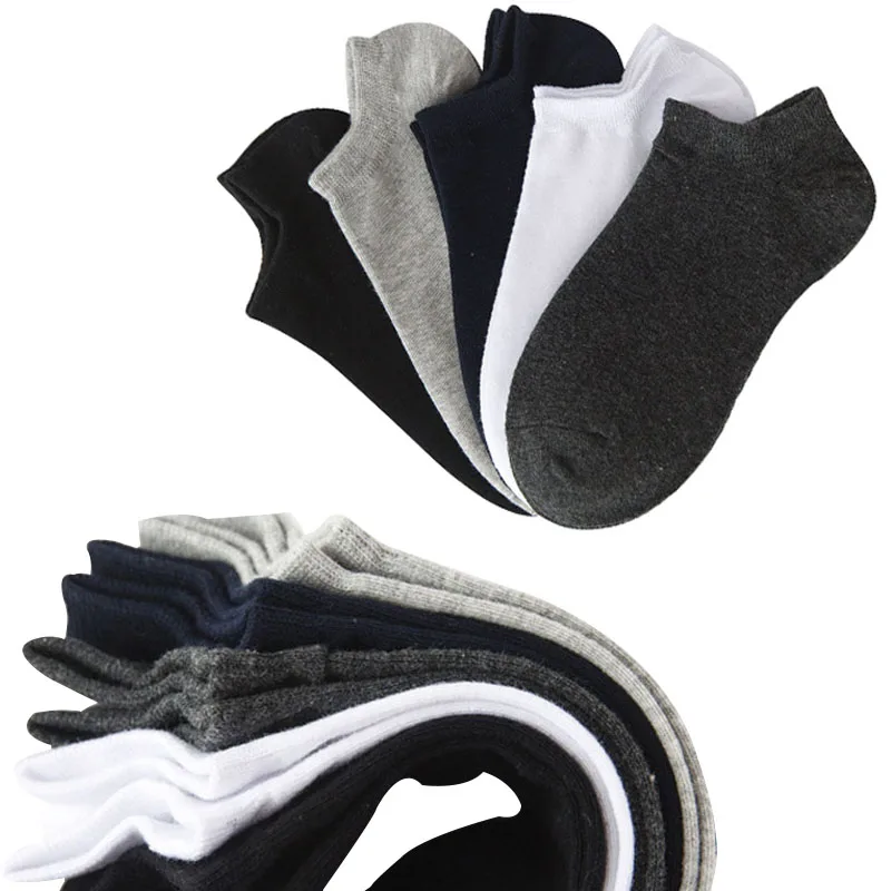 

5 Pairs Men Ankle Boat Socks Summer Autumn Spring Winter Black White Grey Male Socks All-match Cotton Sock Slippers Meias Sox