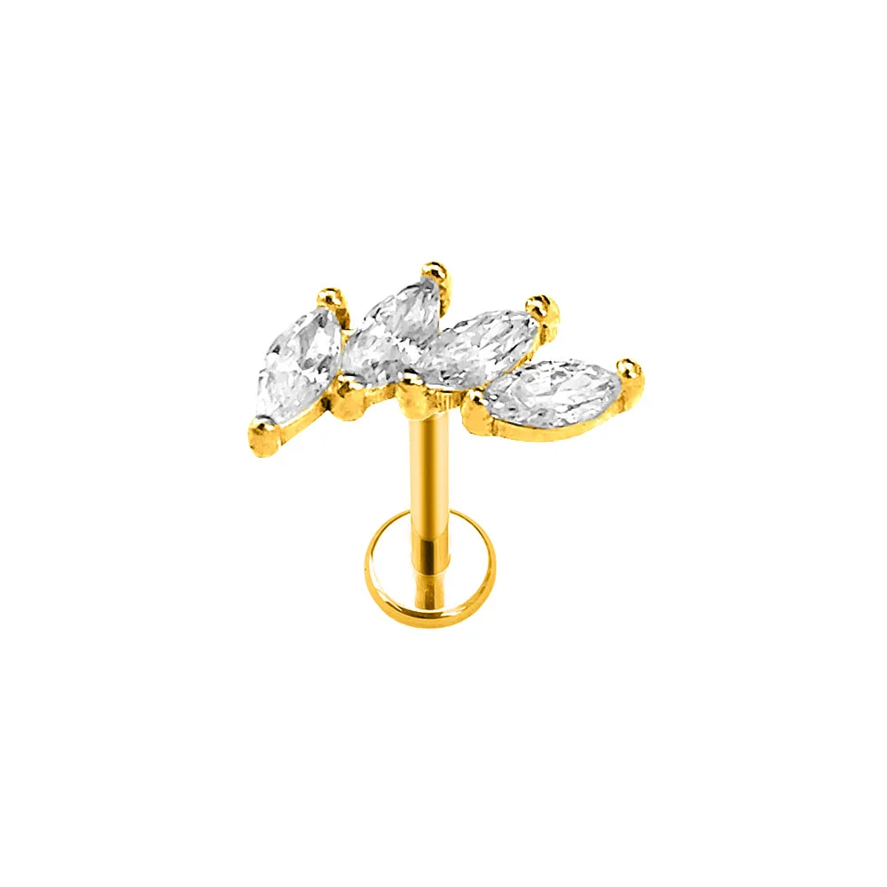 ASTM F136 G23 Titanium Flower Moon Heart Threadless Piercing Star Drop Cross Pin Push in Labret Stud CZ Daith Conch Earring body piercing jewelry