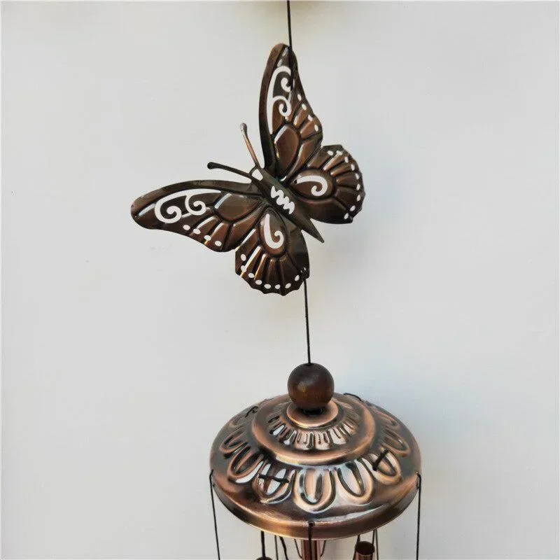 

Retro Antique Wind Chimes Wall Hanging Crafts Outdoor Butterfly Courtyard Garden Pipe Bells Copper Home Decoration Room Decor